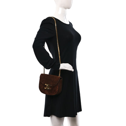 Celine Suede Teen Besace Clea Chain Triomphe Brown 2 of 8