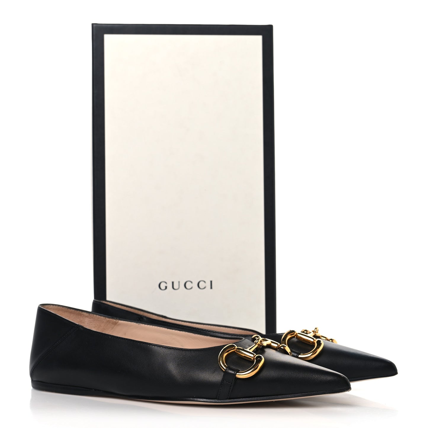 Nappa Lumiere Deva Horsebit Chain Embellished Flats 37 Black