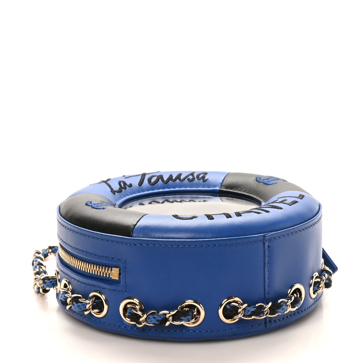 Chanel Lambskin Coco Lifesaver Round Bag Blue Black 4 of 9