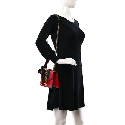 Gucci Calfskin Mini Sylvie Chain Shoulder Bag Hibiscus Red 2 of 9