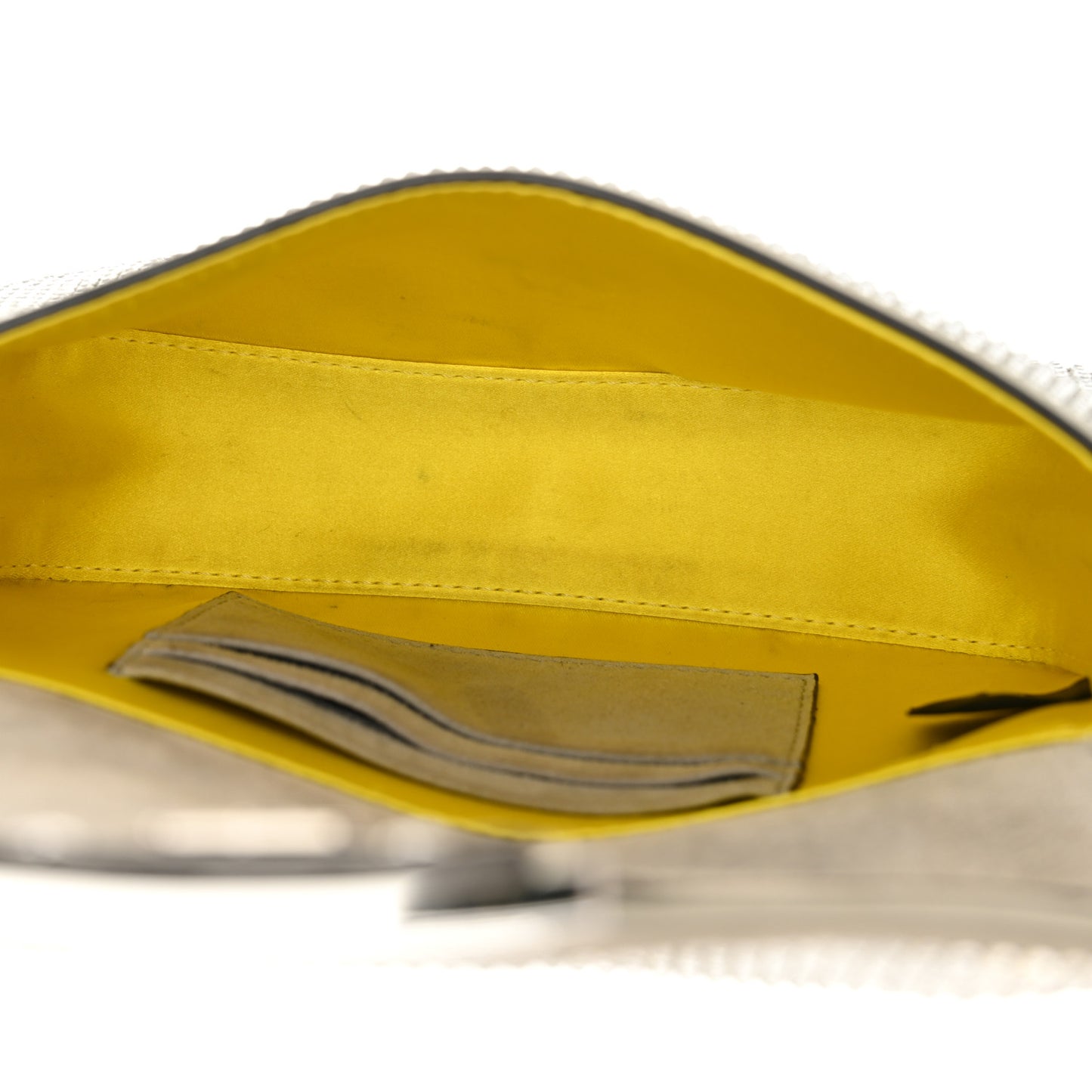 Crystal Vitello Laminato Mini Baguette Crystal Argento