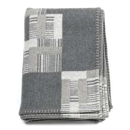 Hermes Wool Cashmere Avalon Paper Block Blanket Gris Acier 2 of 3