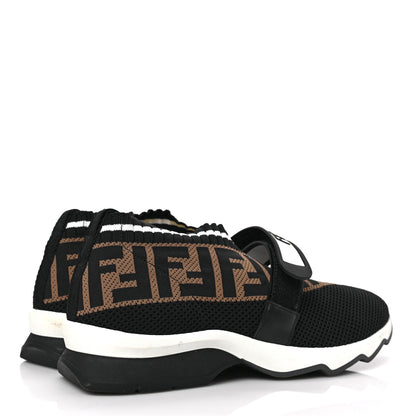 Fendi Stretch Yarn FF Stiff Band Rockoko Sneakers 38.5 Black White Tobacco 4 of 7