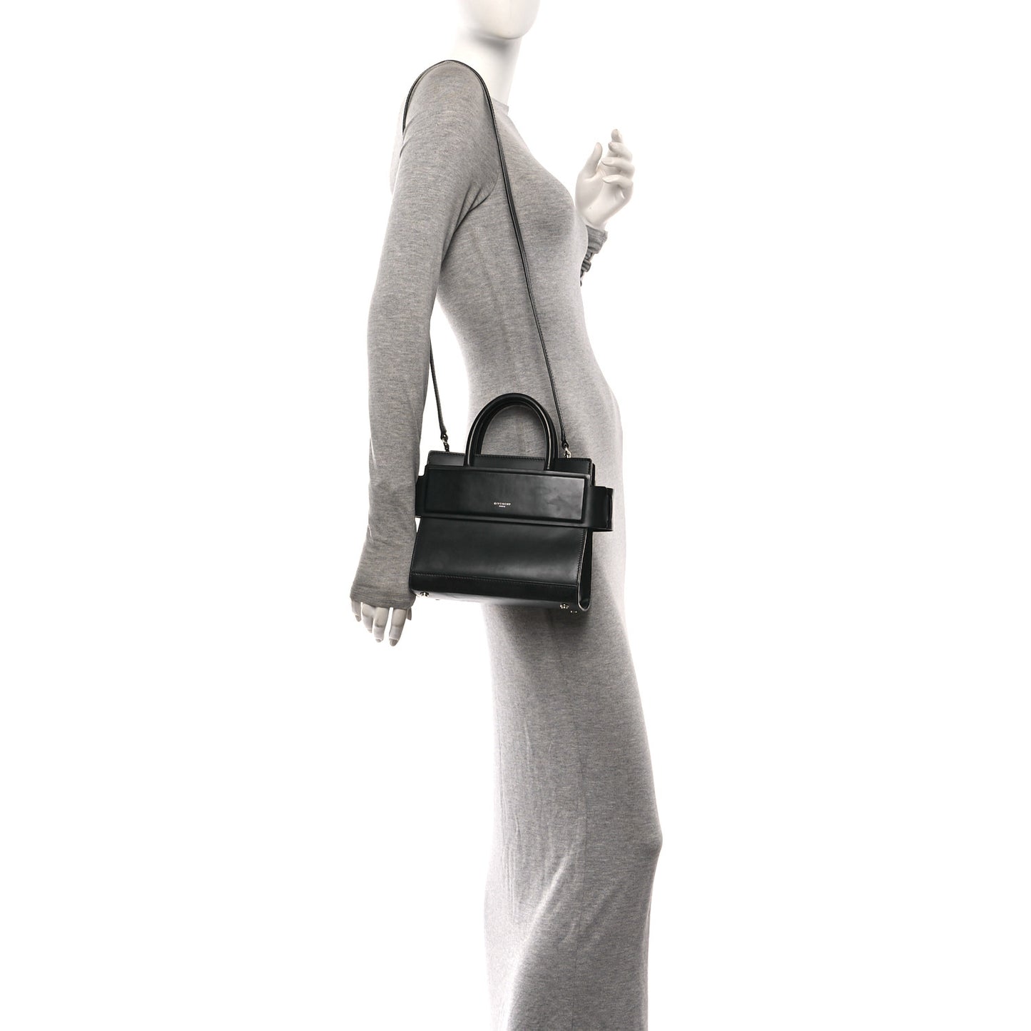 Smooth Calfskin Mini Horizon Satchel Black
