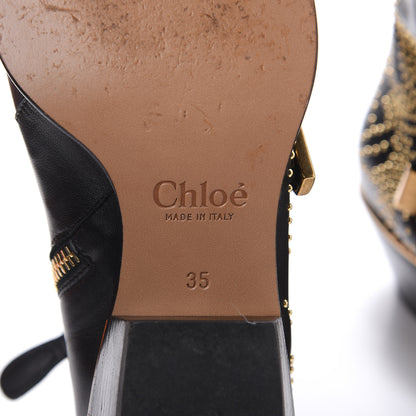 Chloe Nappa Sheepskin Studded Susanna Ankle Boots 35 Black Gold 9 of 15