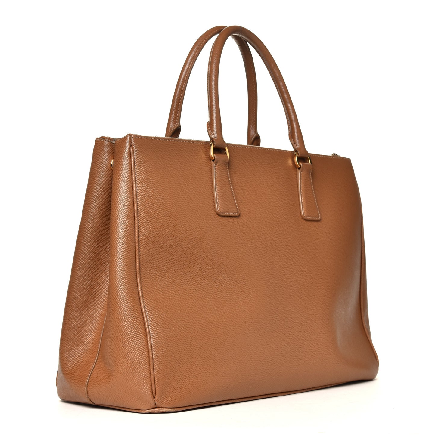 Saffiano Large Galleria Double Zip Tote Caramel