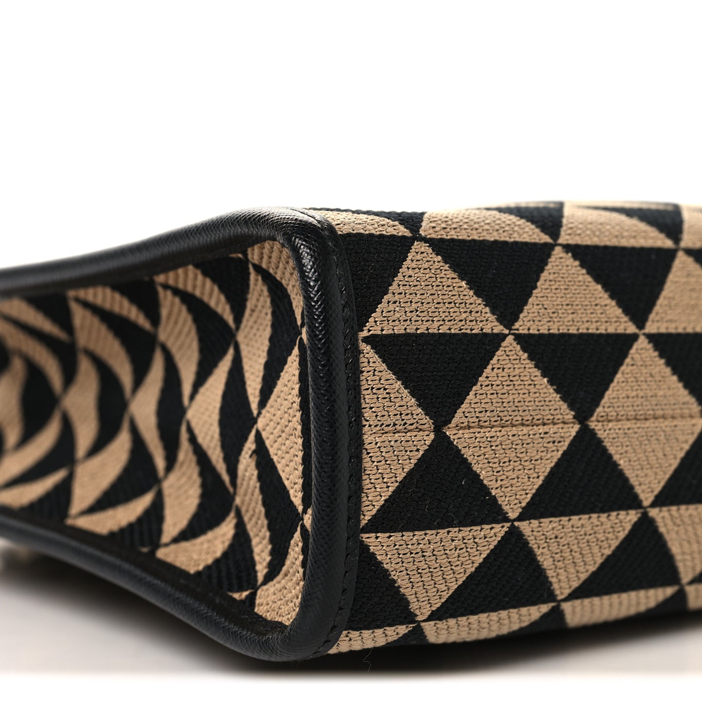 Jacquard Saffiano Triangolo Symbole Embroidered Small Tote Black Corda