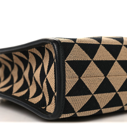 Prada Jacquard Saffiano Triangolo Symbole Embroidered Small Tote Black Corda 8 of 10