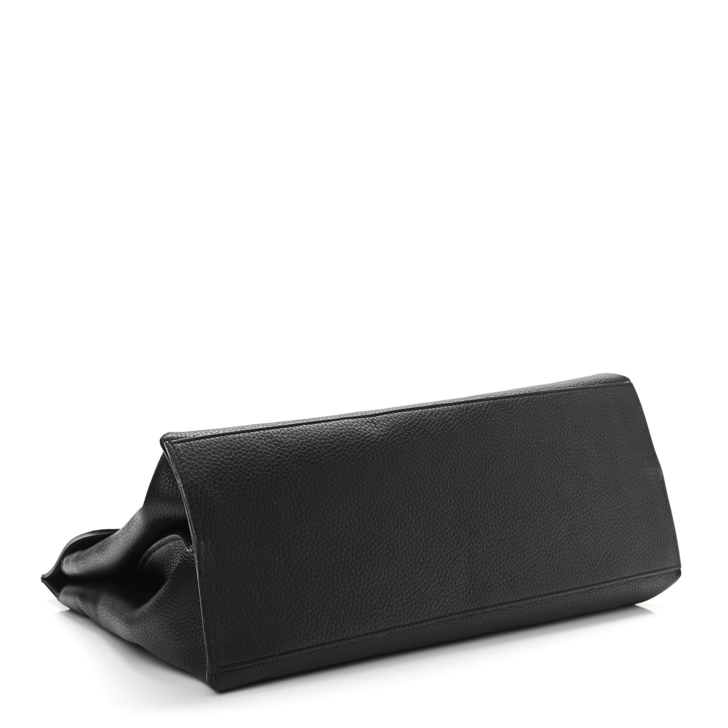 Pebbled Calfskin Large Bamboo Daily Top Handle Bag Black