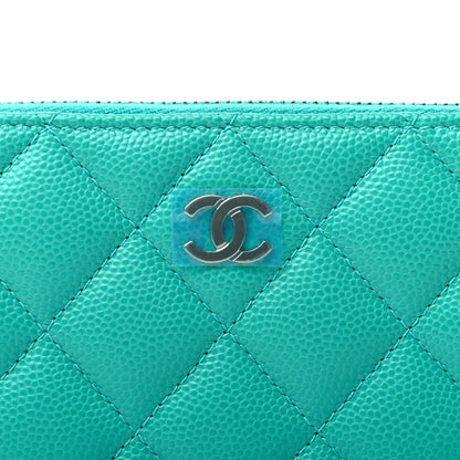 Chanel Caviar Quilted Small Zip Around Wallet Turquoise 9 of 10
