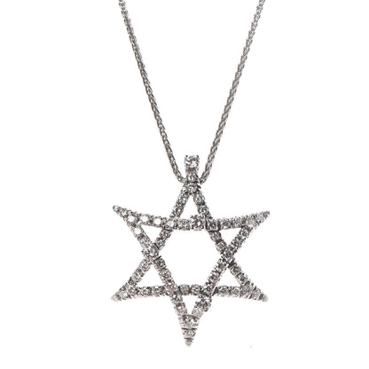 Damiani 18K White Gold Diamond Star of David Pendant Necklace 4 of 6