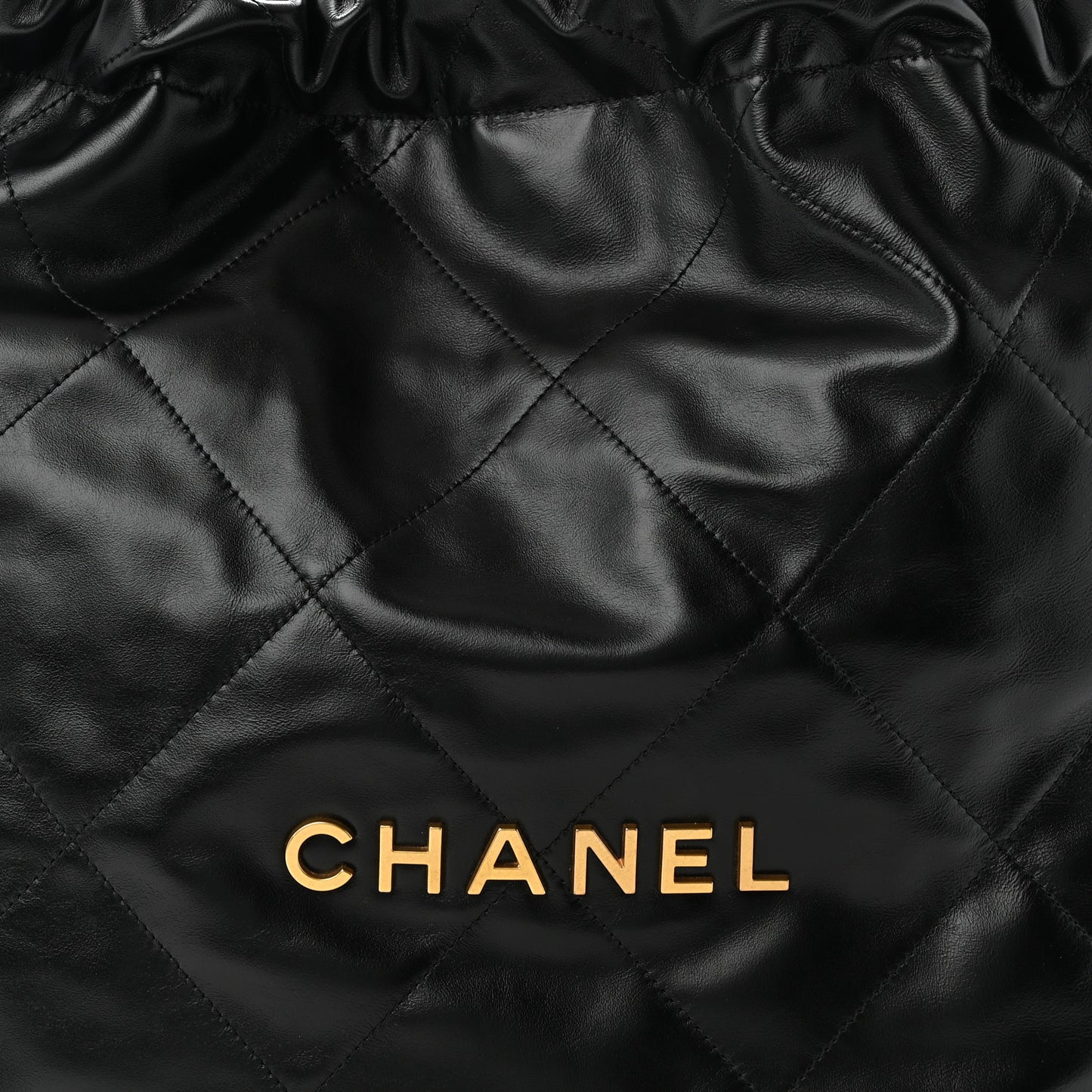Shiny Calfskin Quilted Chanel 22 Black