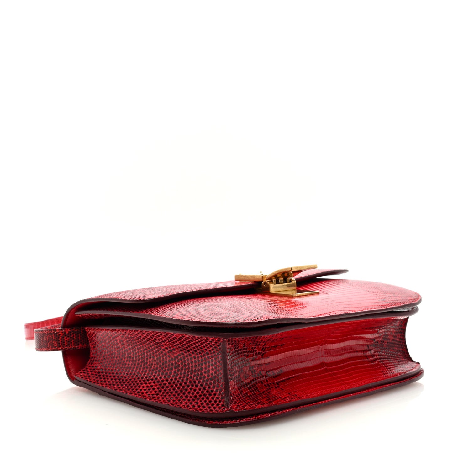 Lizard Medium Classic Box Flap Bag Ruby