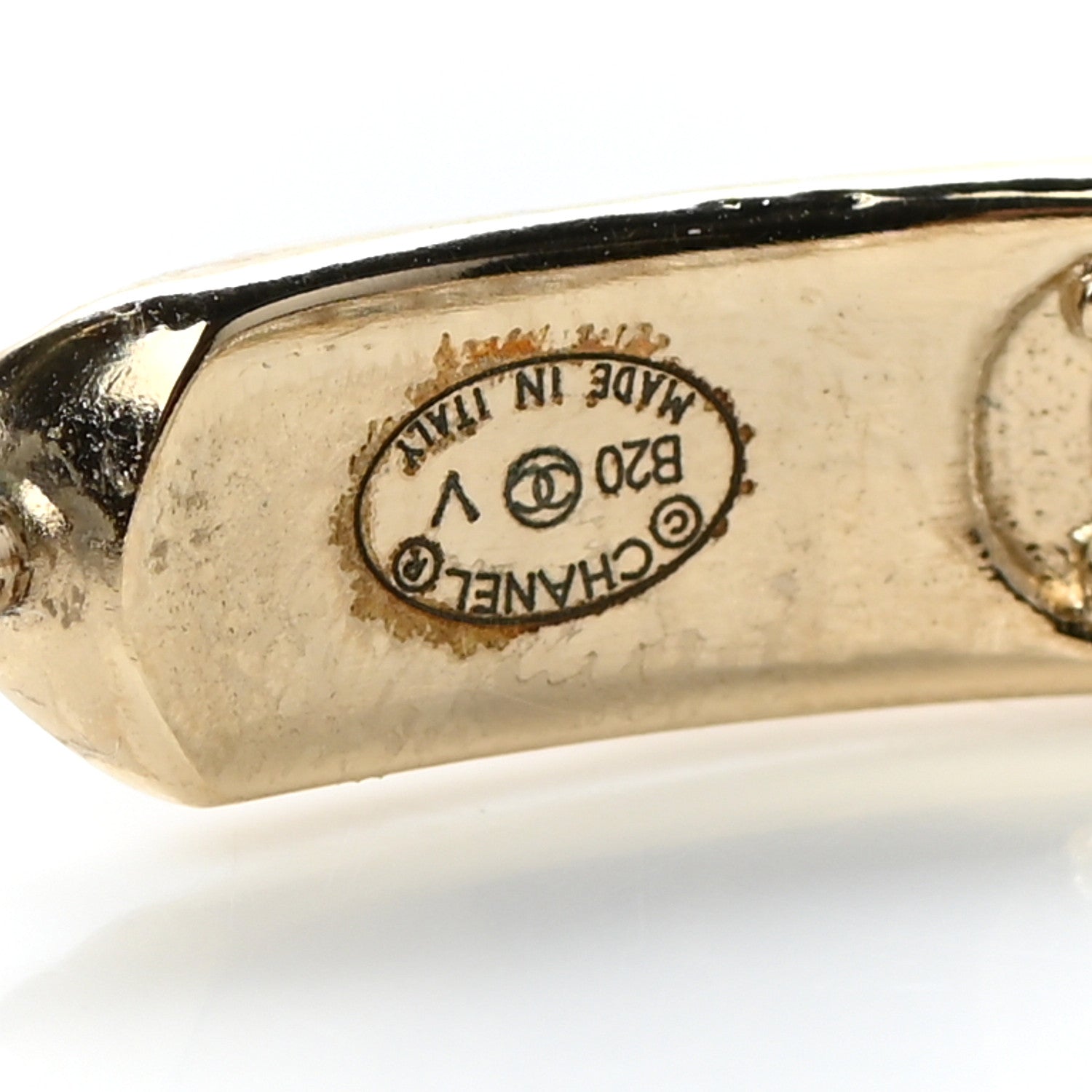 Chanel Metal Quilted CC Hoop Earrings Gold 4 of 4