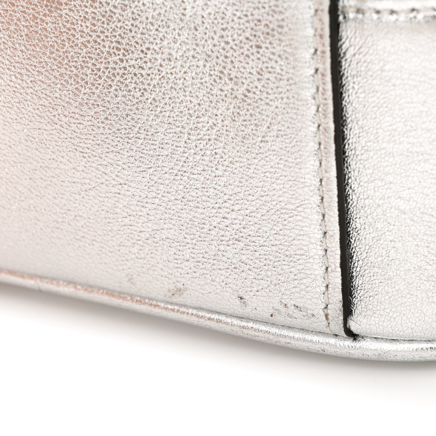 Gucci Metallic Sakai Be Green Calfskin Diagonal Stitched Blondie Top Handle Bag Silver 12 of 14