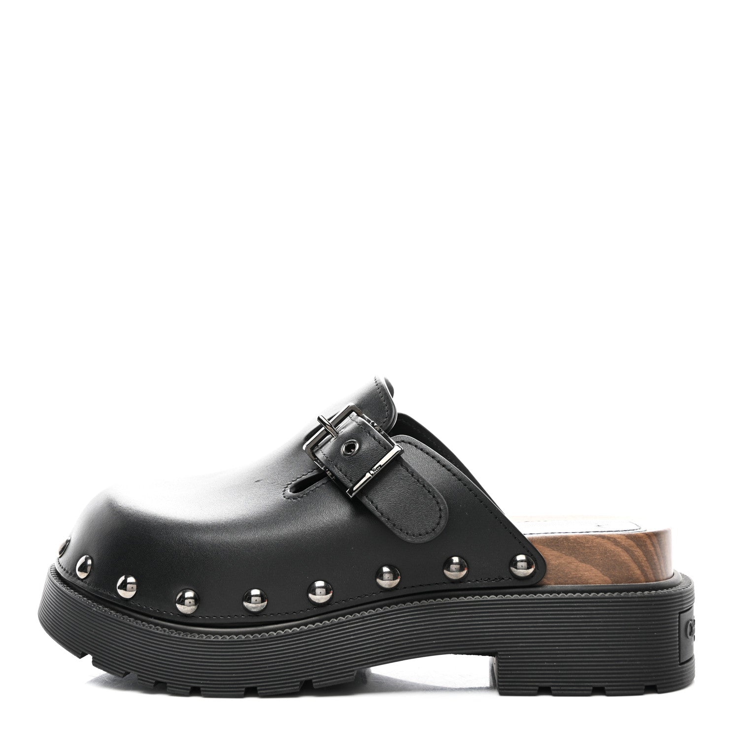 Christian Dior Calfskin Diorquake Buckled Lug Sole 15mm Clogs 37 Black 1 of 9