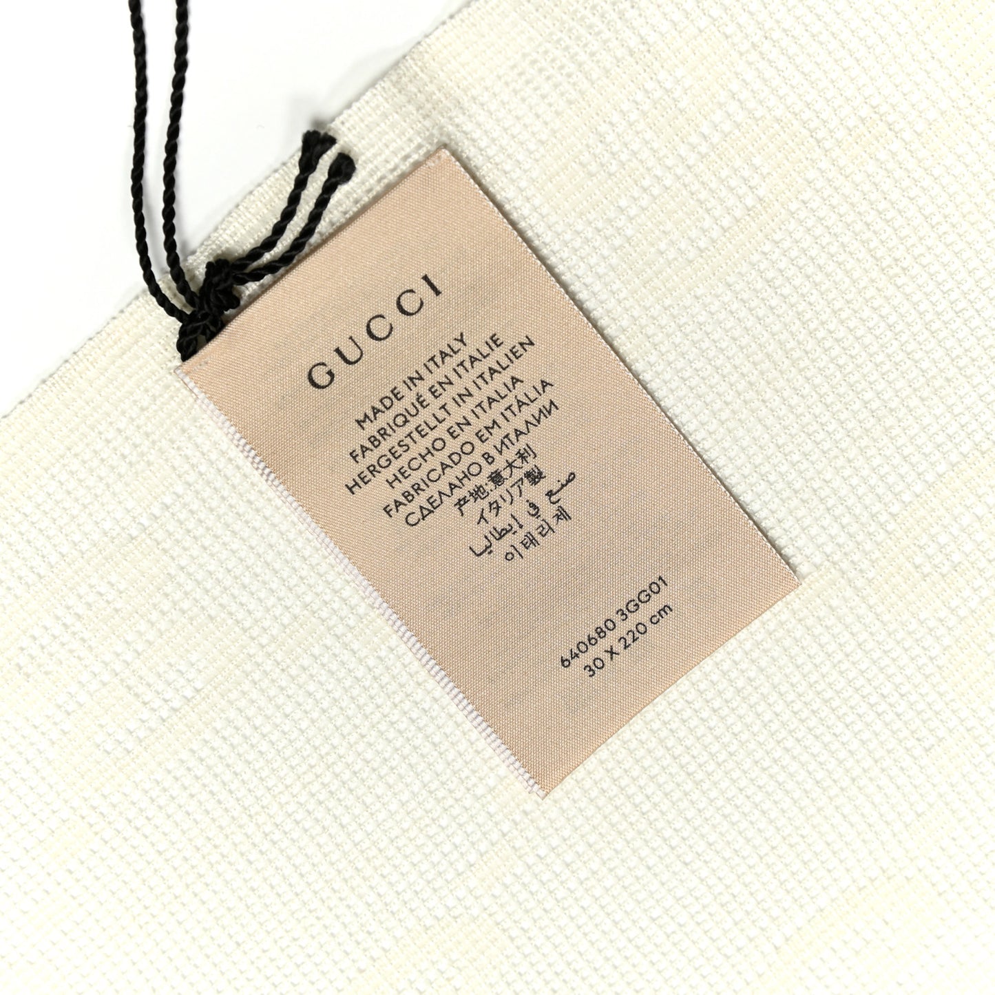 Wool Silk Monogram Shaby Fringe Scarf White
