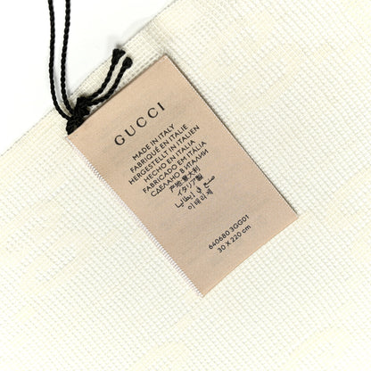 Gucci Wool Silk Monogram Shaby Fringe Scarf White 4 of 4