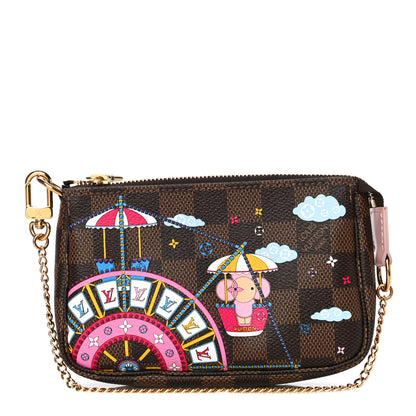 Louis Vuitton Damier Ebene 2020 Christmas Animation Big Wheel Mini Pochette Accessories Rose Ballerine 1 of 12