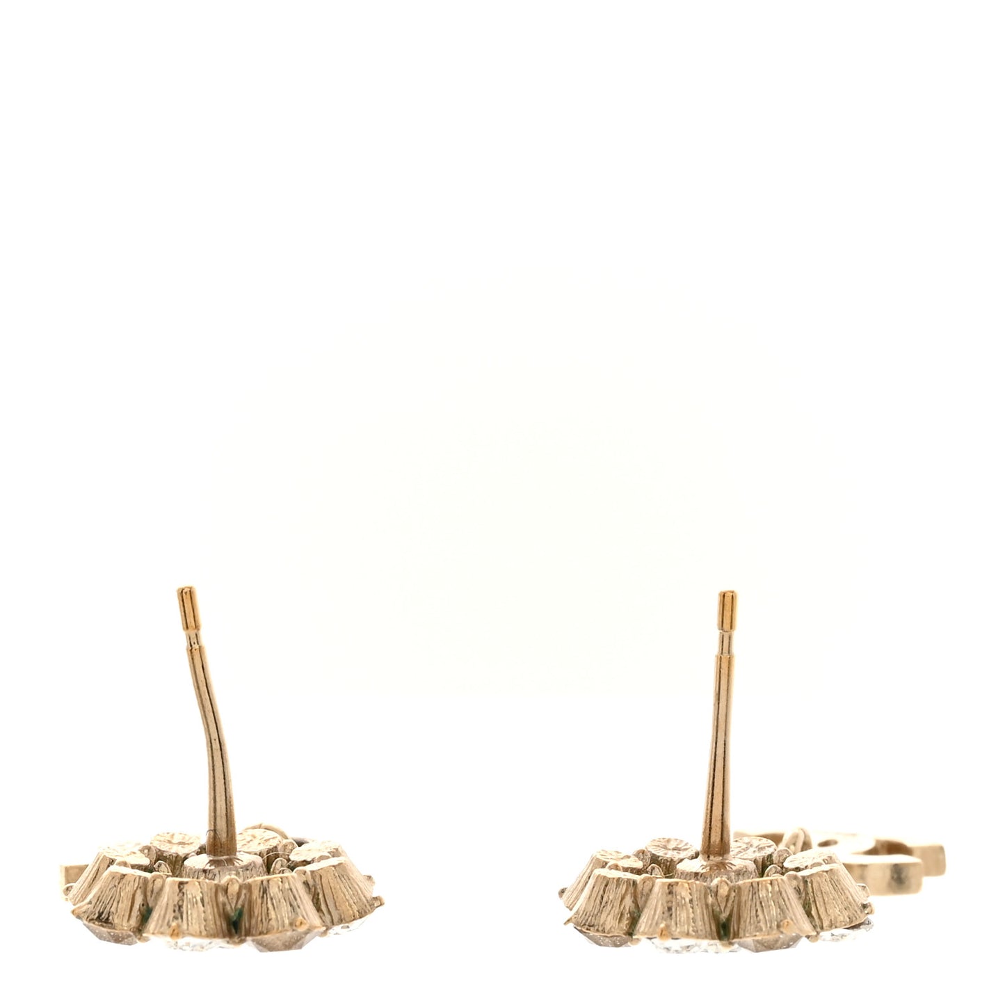 Crystal CC Flower Dangle Earrings Gold Beige