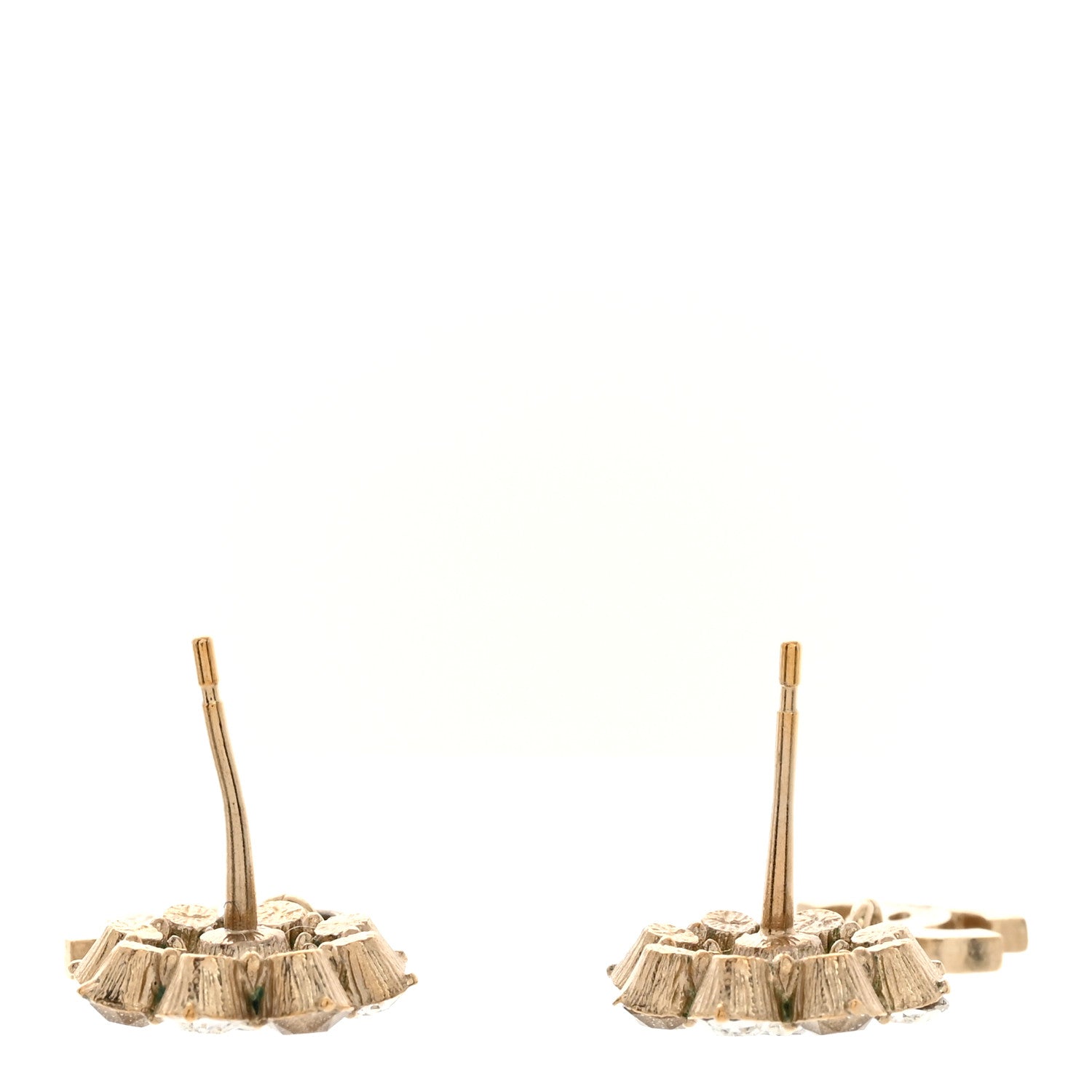 Chanel Crystal CC Flower Dangle Earrings Gold Beige 3 of 4