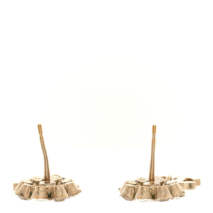 Chanel Crystal CC Flower Dangle Earrings Gold Beige 3 of 4