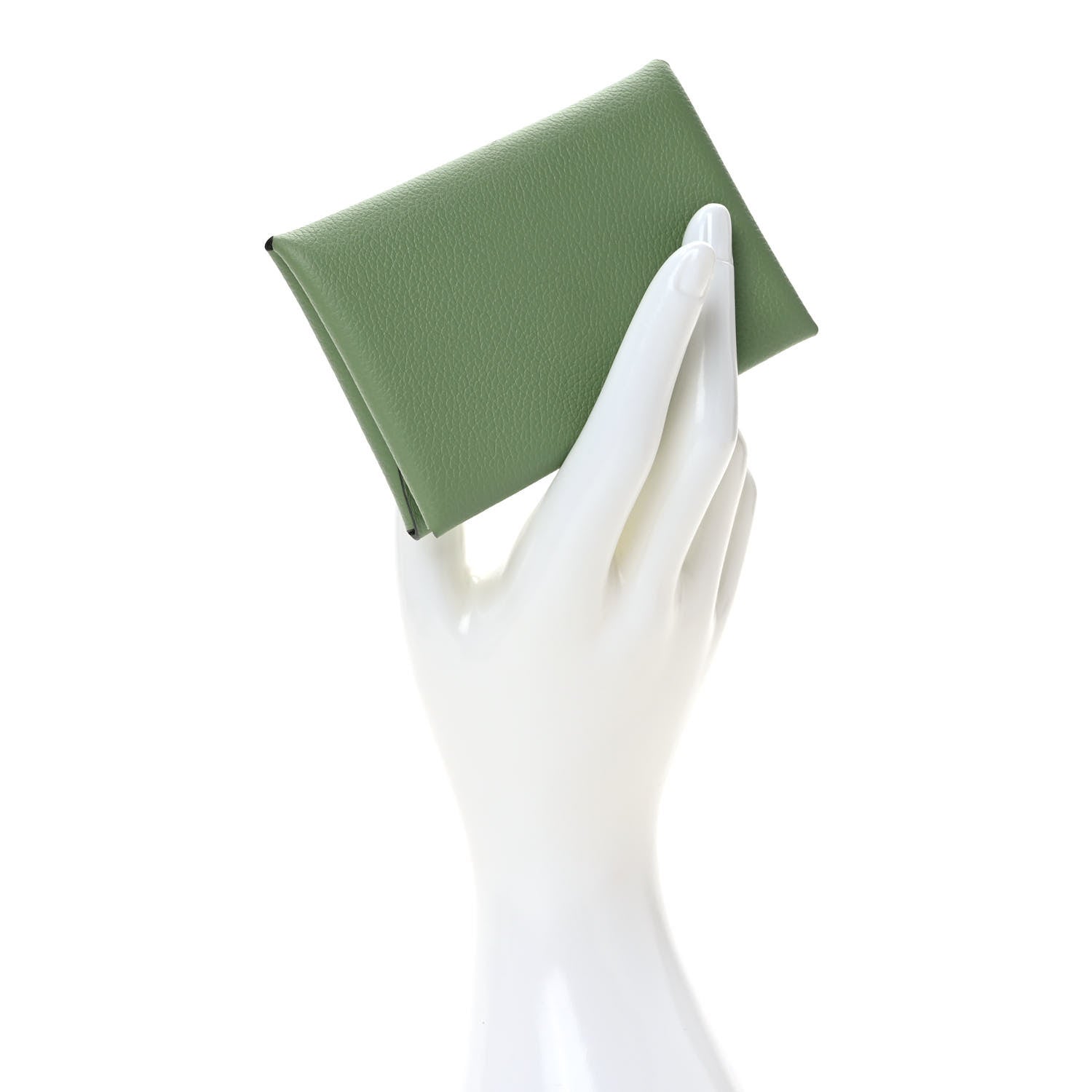 Hermes Chevre Mysore Calvi Duo Card Case Vert Criquet 2 of 7