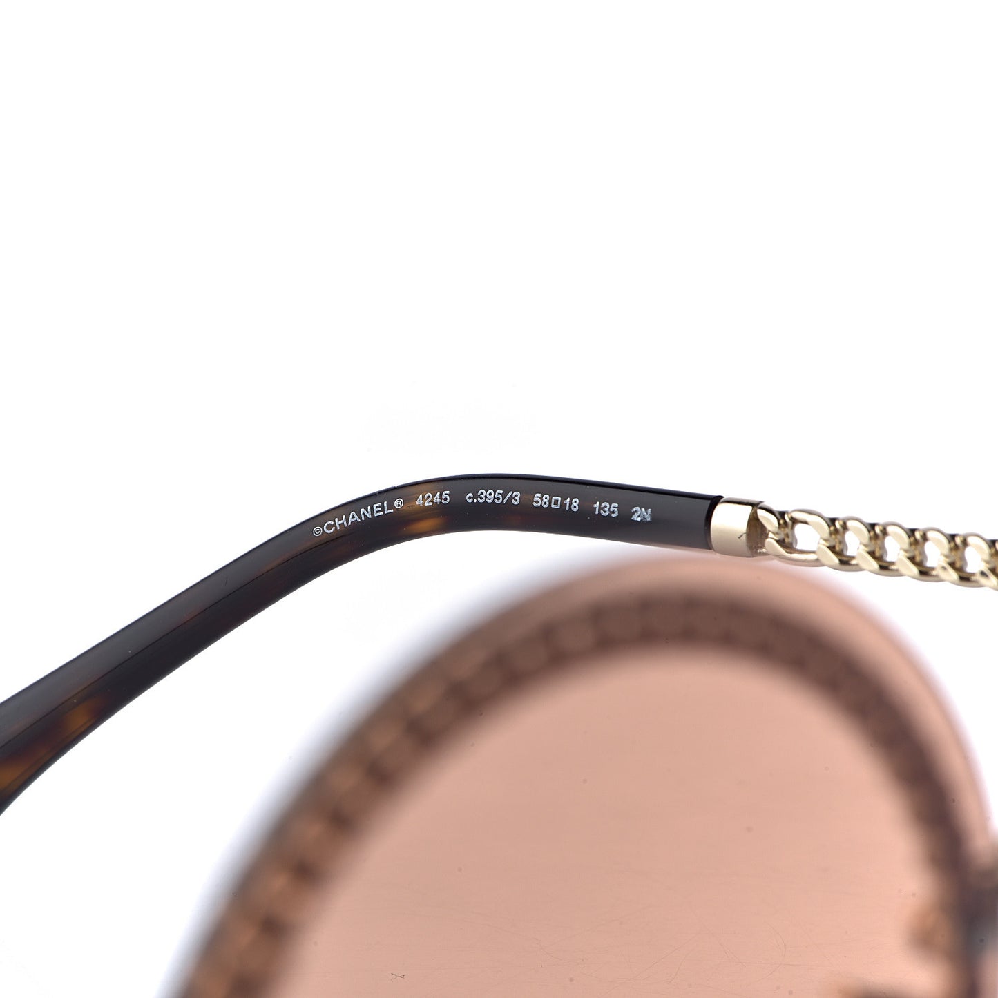 Chain Round Sunglasses 4245 Brown Gold