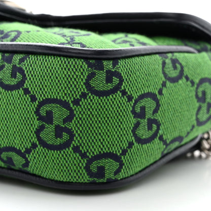 Gucci Monogram Multicolor Matelasse Diagonal Super Mini GG Marmont Shoulder Bag Green Blue 10 of 11