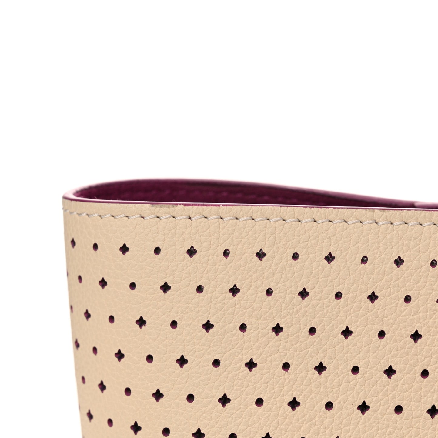 Calfskin Perforated Lockme Cabas Rose Poudre Creme