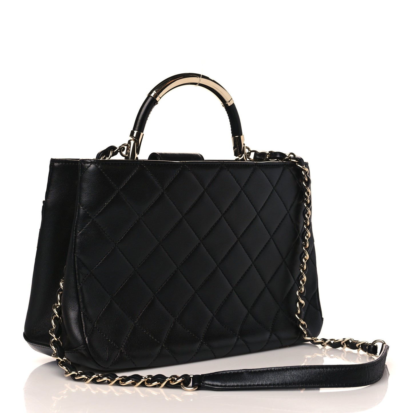 Lambskin Carry Chic Shopping Tote Black