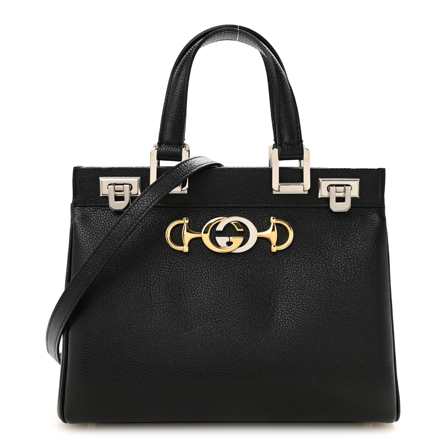 Gucci Grainy Calfskin Small Zumi Top Handle Bag Black 1 of 10