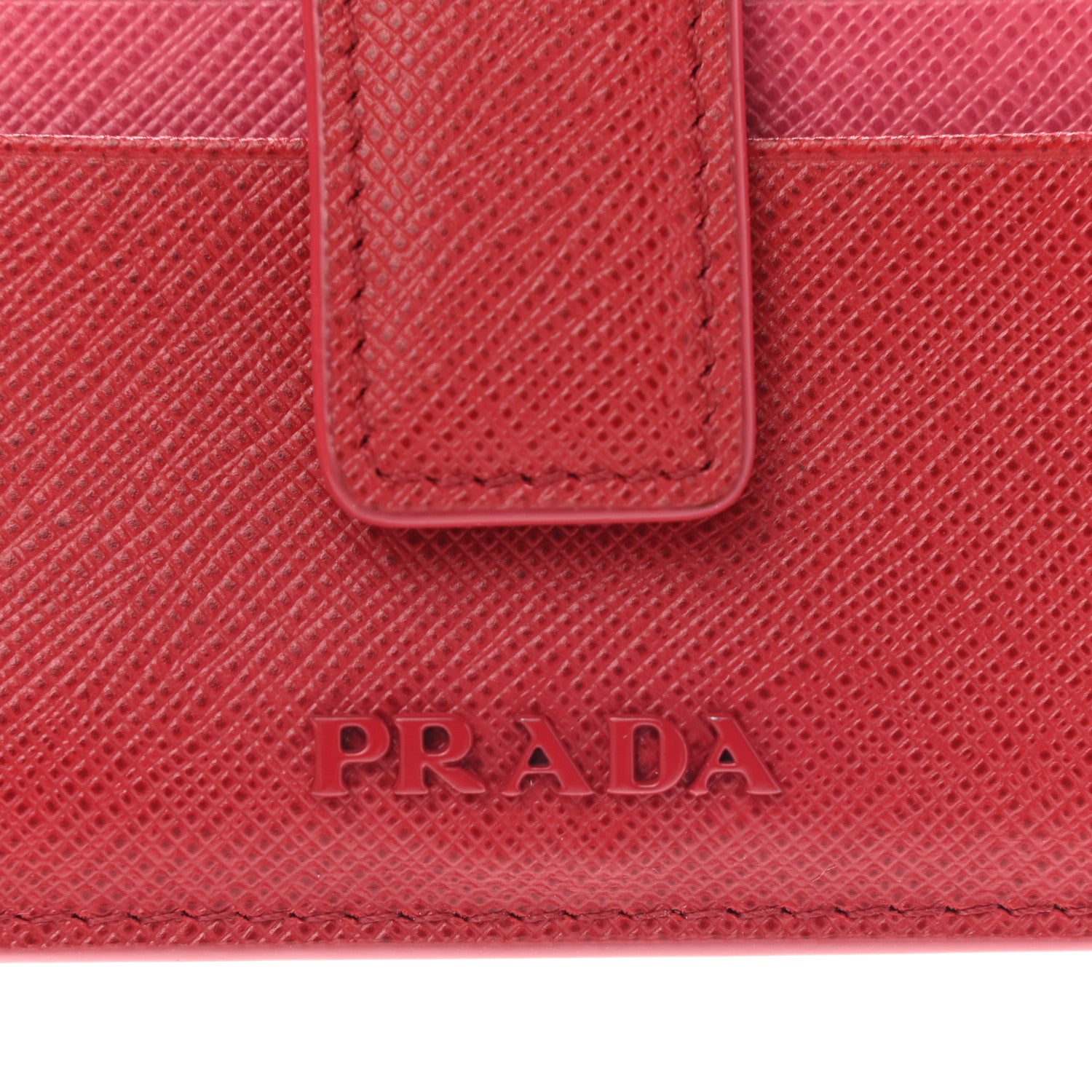 Prada Saffiano Metal Card Holder Fuoco Peonia 7 of 12