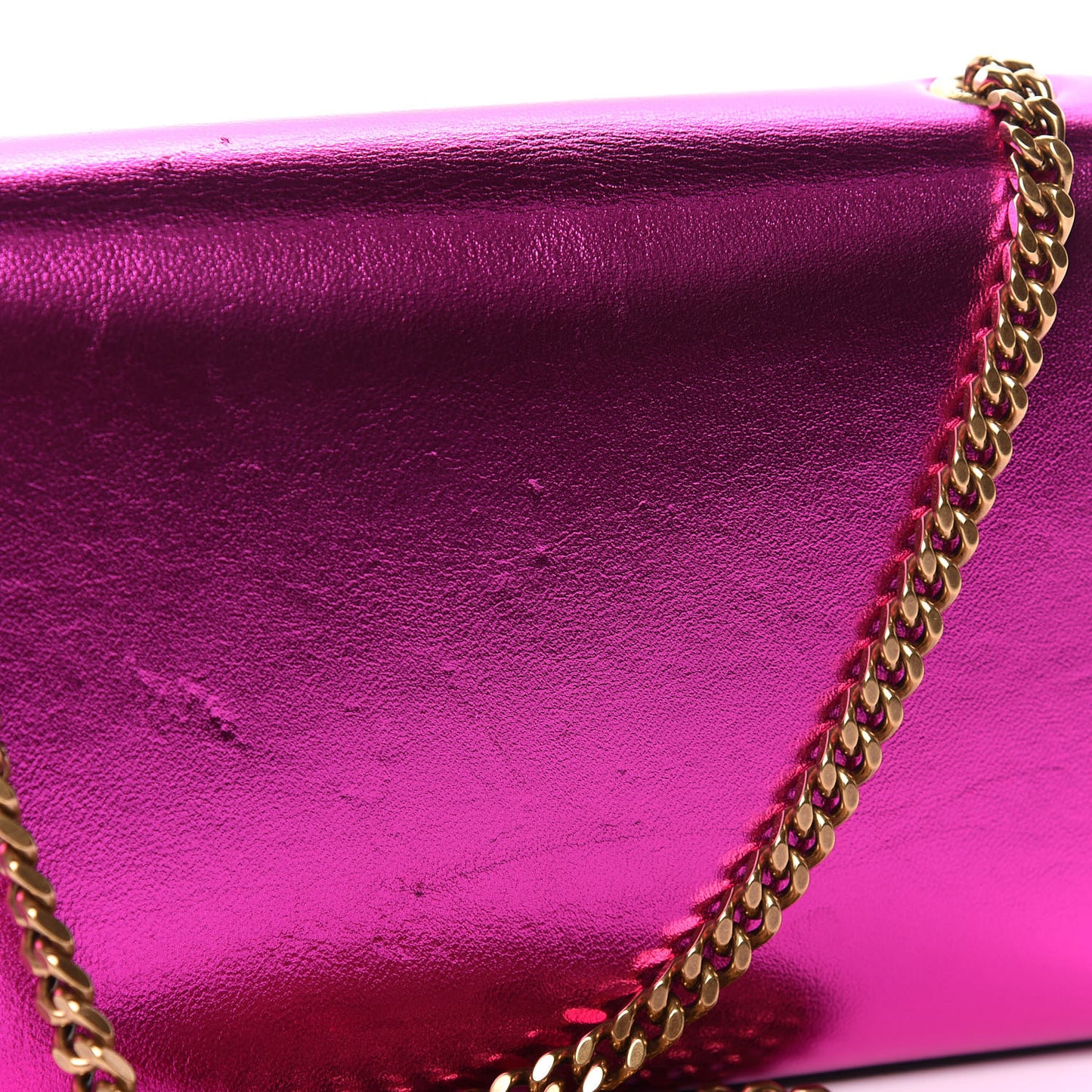 Metallic Calfskin Small Classic Monogram Kate Satchel Magenta