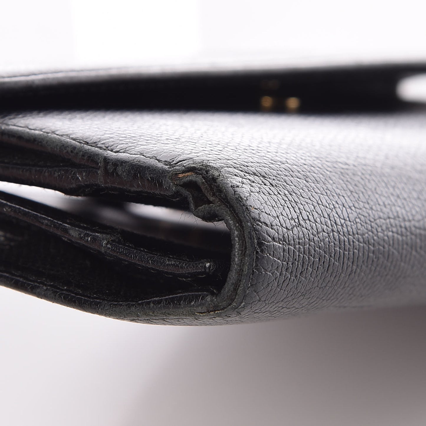 Grained Calfskin CC Button Wallet Black