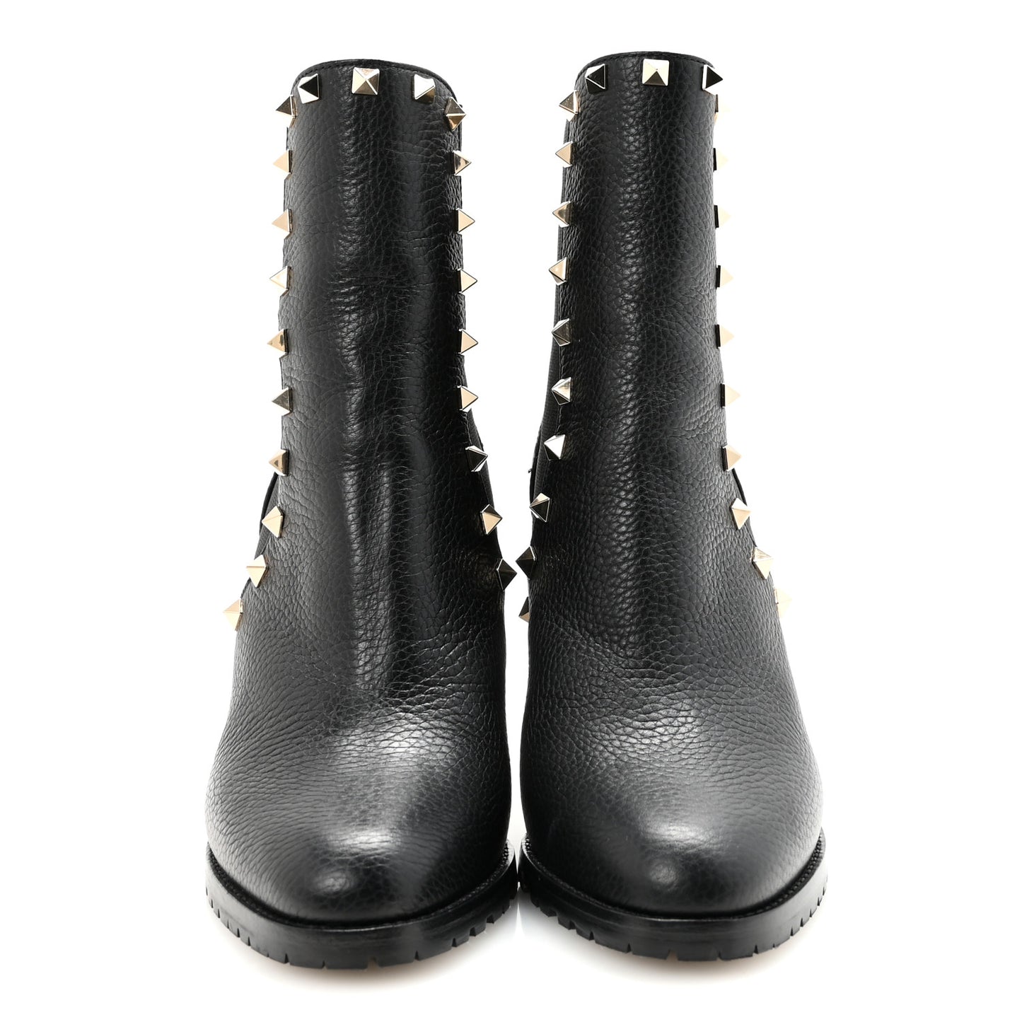 Grained Calfskin Rockstud Chelsea 80mm Ankle Boots 39 Black