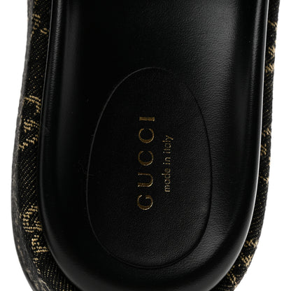Gucci Jacquard Black Denim GG Monogram Angelina Platform 55mm Slide Sandals 38.5 Black Ivory 8 of 10