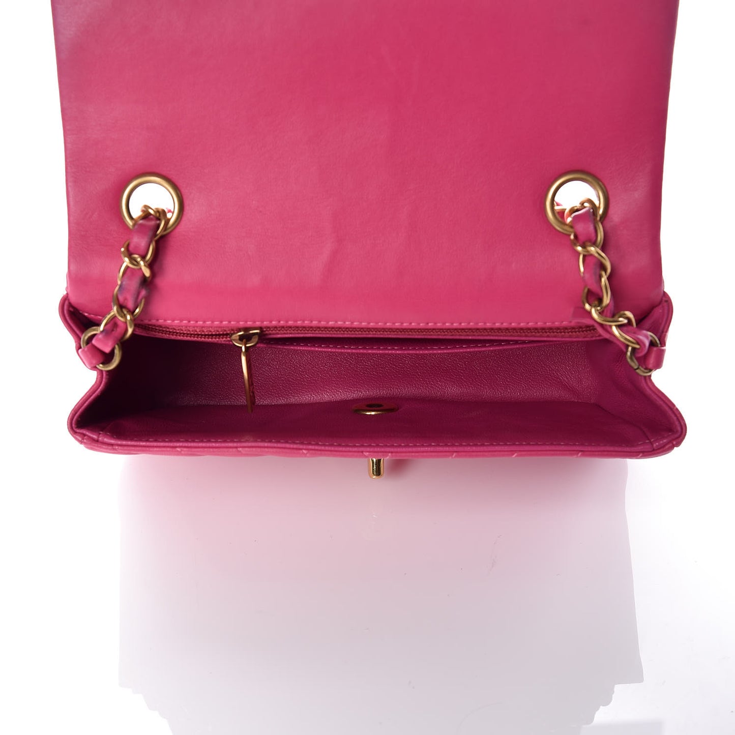 Lambskin Chevron Quilted Mini Rectangular Flap Fuchsia