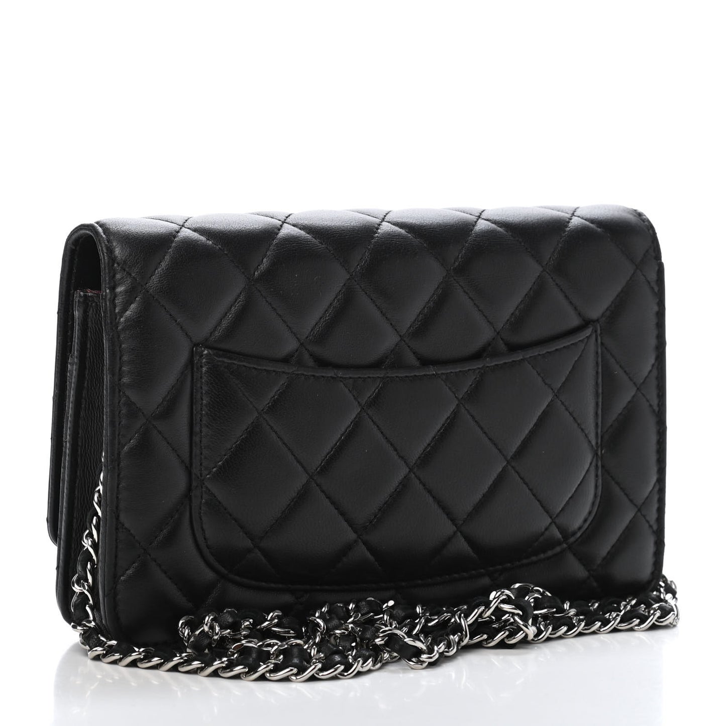 Lambskin Quilted Wallet On Chain WOC Black