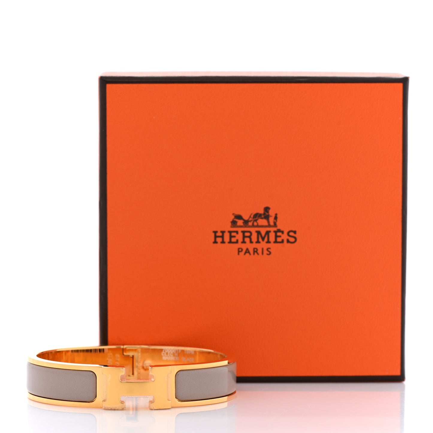 Enamel Narrow Clic Clac H Bracelet PM Marron Glace