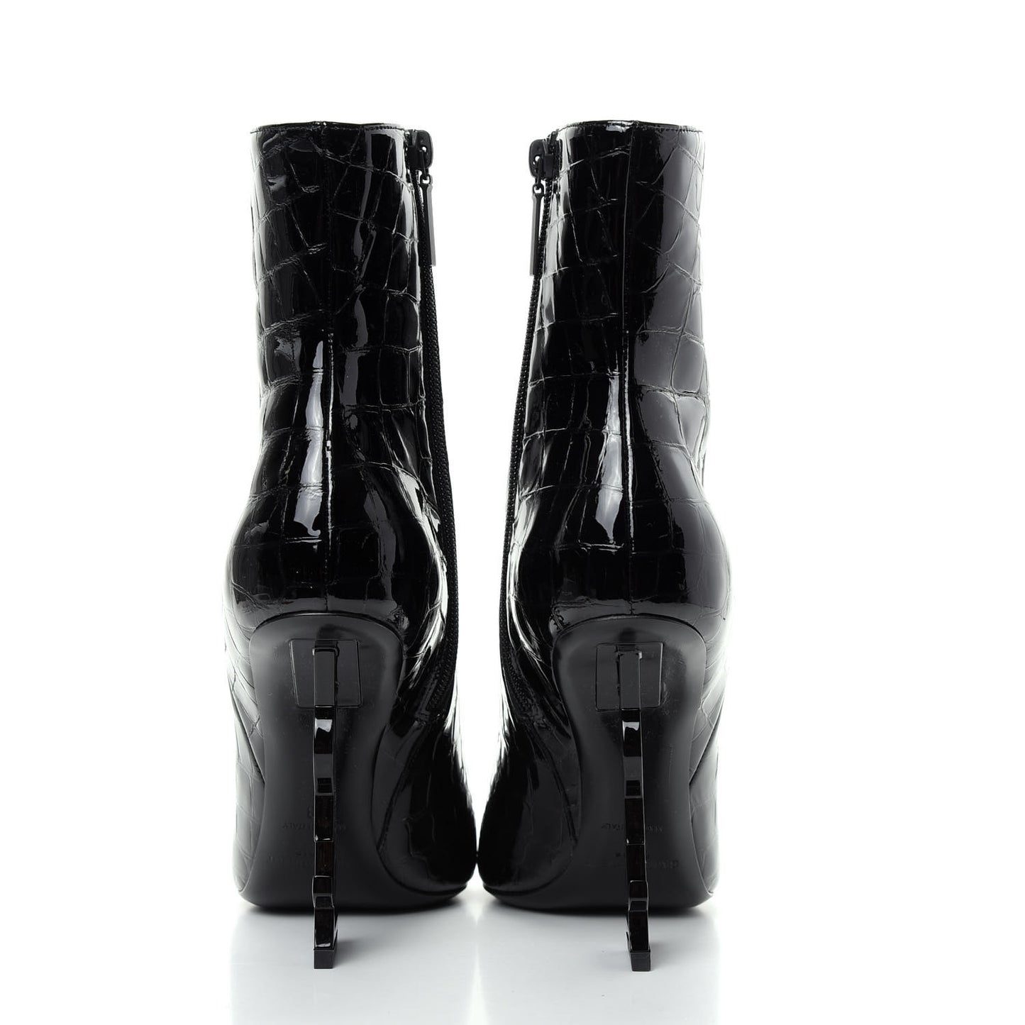 Alligator Embossed Patent Calfskin Opyum 110 Ankle Boots 38 Black