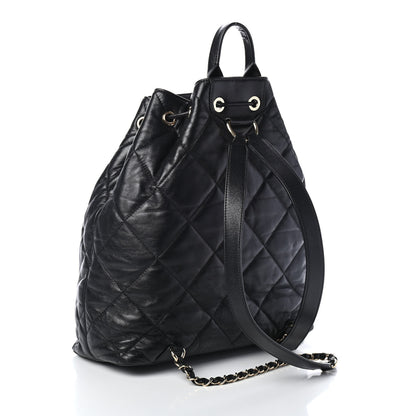 Chanel Lambskin Quilted Drawstring Backpack Black 2 of 4