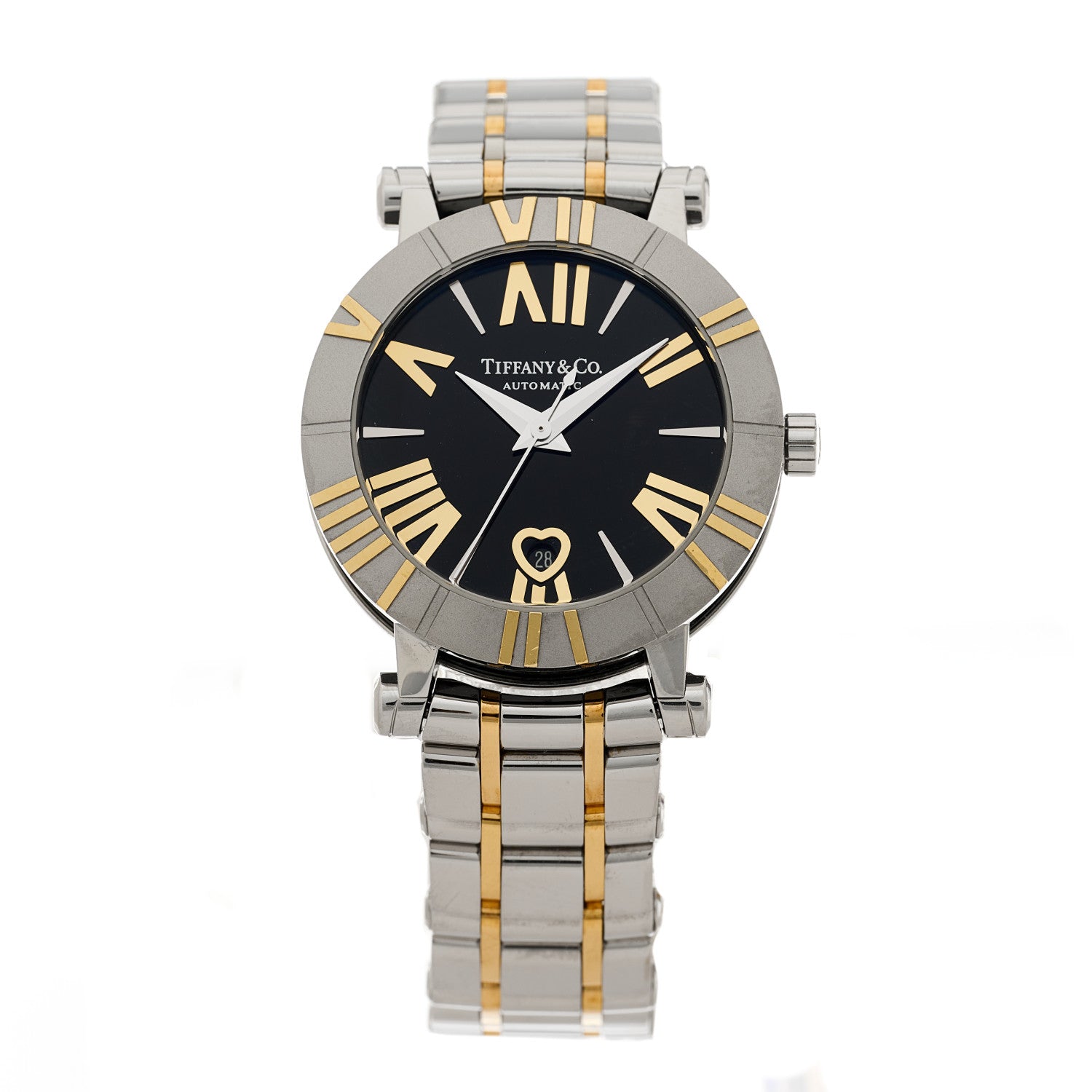 Tiffany Stainless Steel 18K Yellow Gold 30mm Atlas Automatic Watch Black 1 of 5
