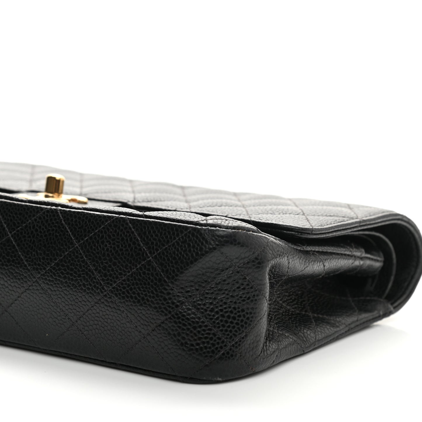 Caviar Quilted Medium Double Flap Black