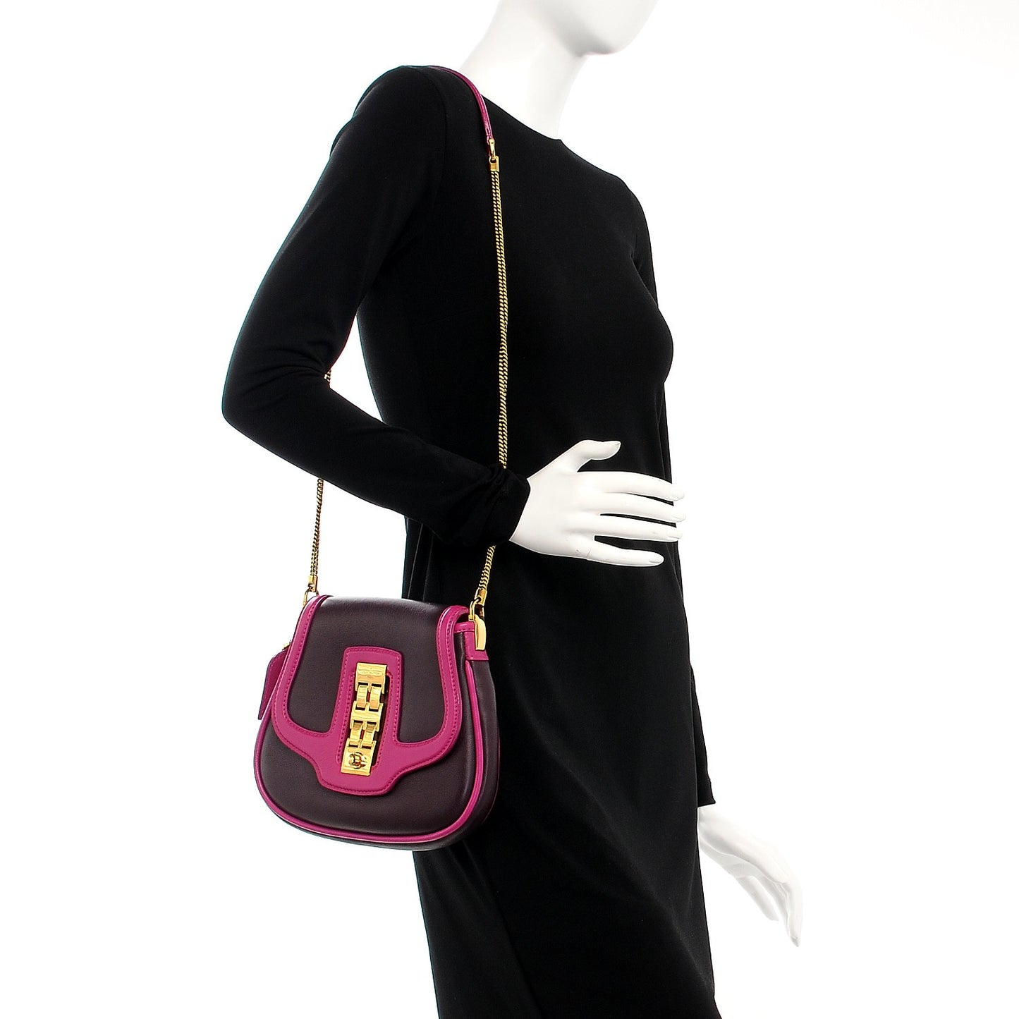 Cuir Art Deco Trapeze Prune Cyclamen
