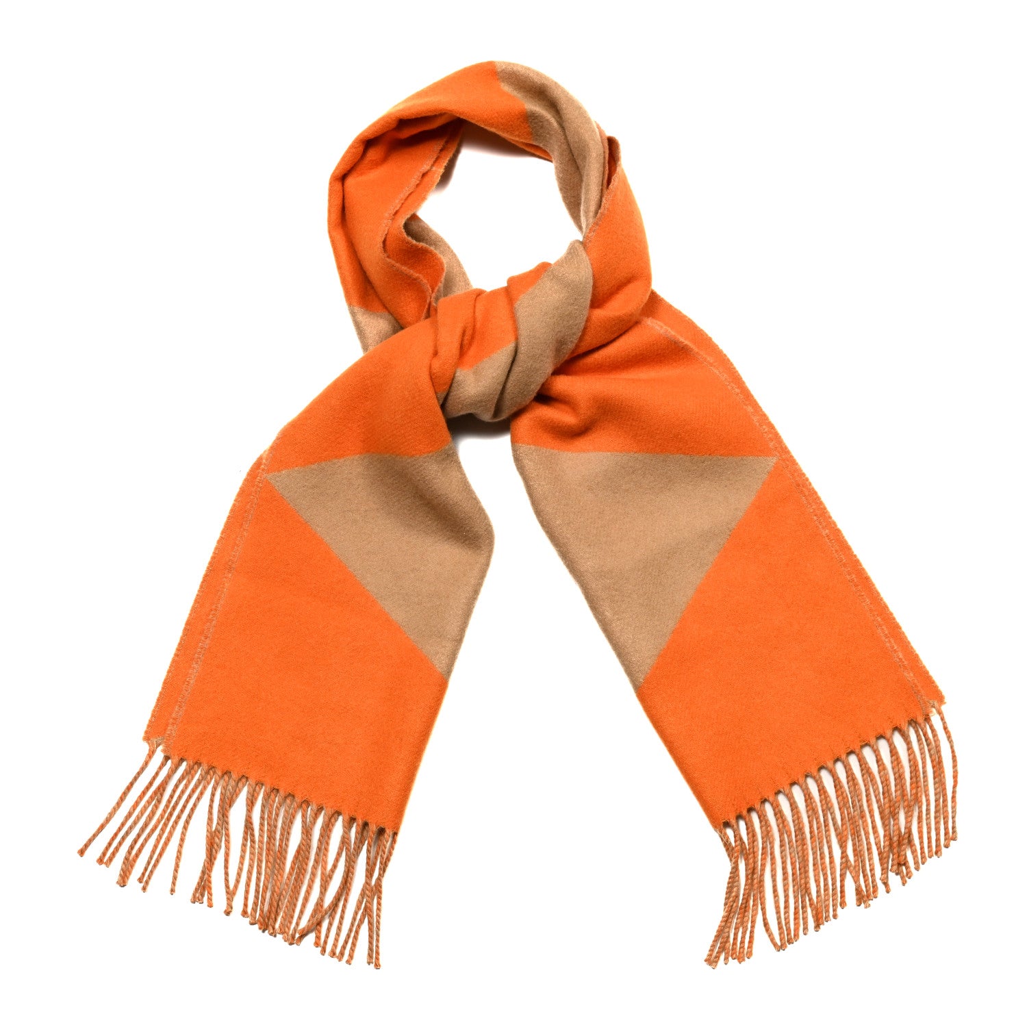 Hermes Cashmere Casaque Chevron Muffler Camel Mandarine 1 of 4