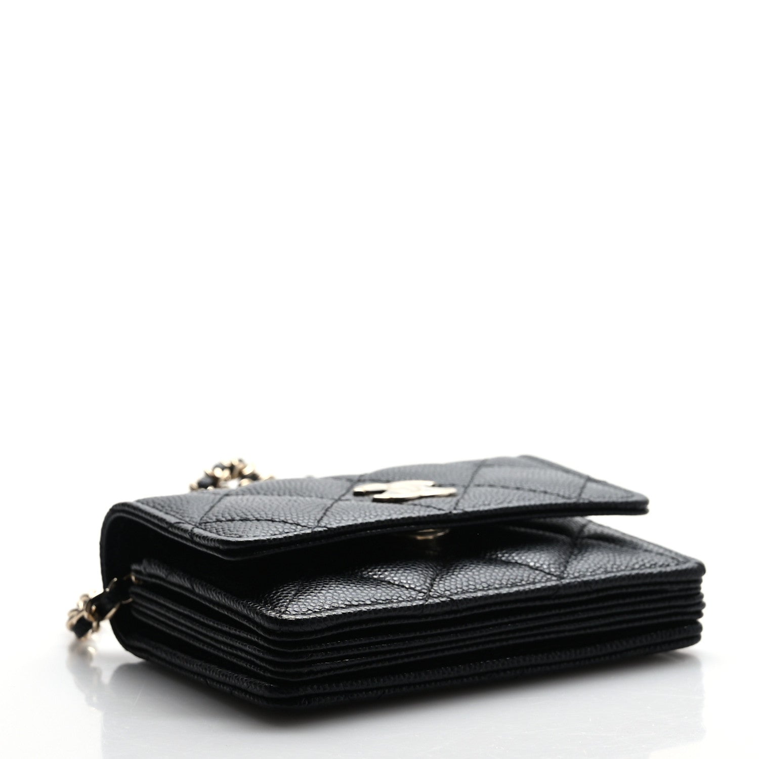 Chanel Caviar Quilted Card Holder With Charms On Chain Black 4 of 10