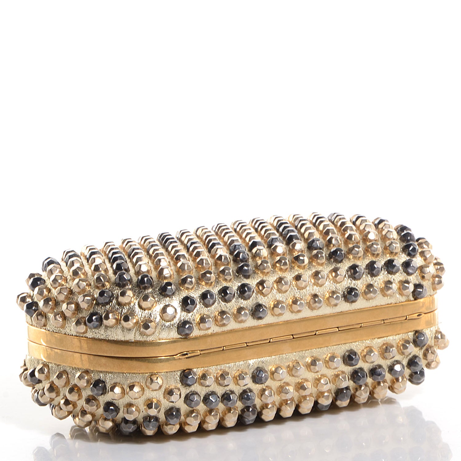 Alexander McQueen Bee Punk Skull Studded Box Clutch Gold 4 of 8
