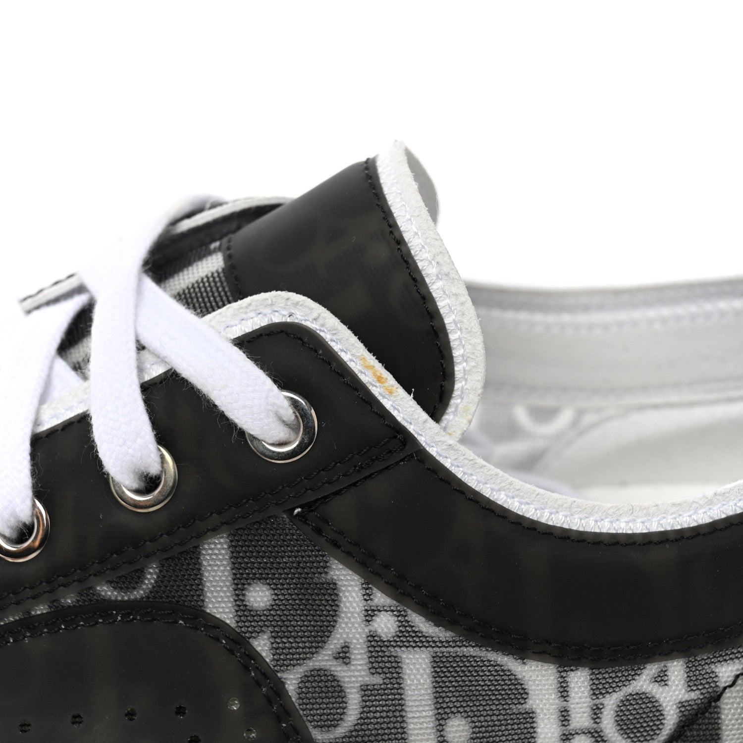 Christian Dior Technical Canvas Mesh Oblique Printed Mens B23 Low Top Sneakers 40 Black White 9 of 10