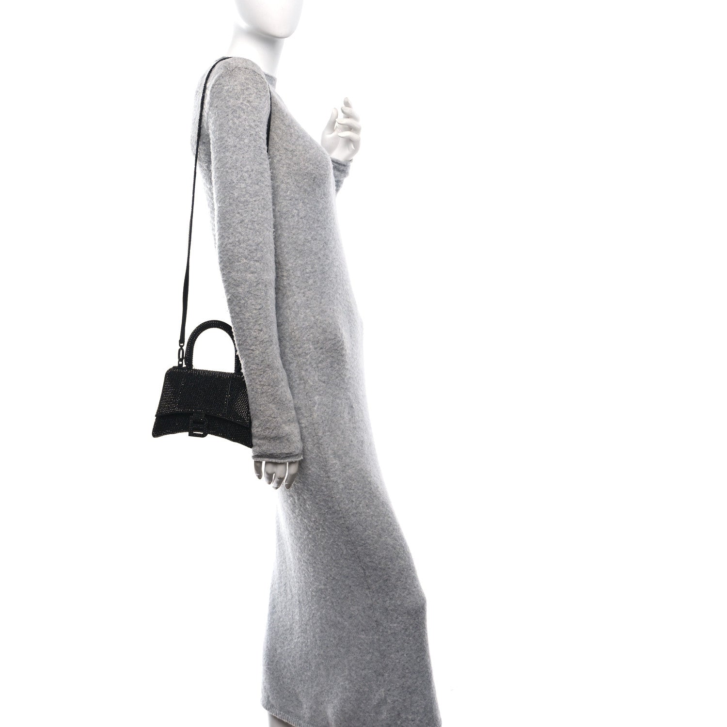 Balenciaga Strass Suede Hourglass Top Handle Bag XS Black Jet 2 of 11